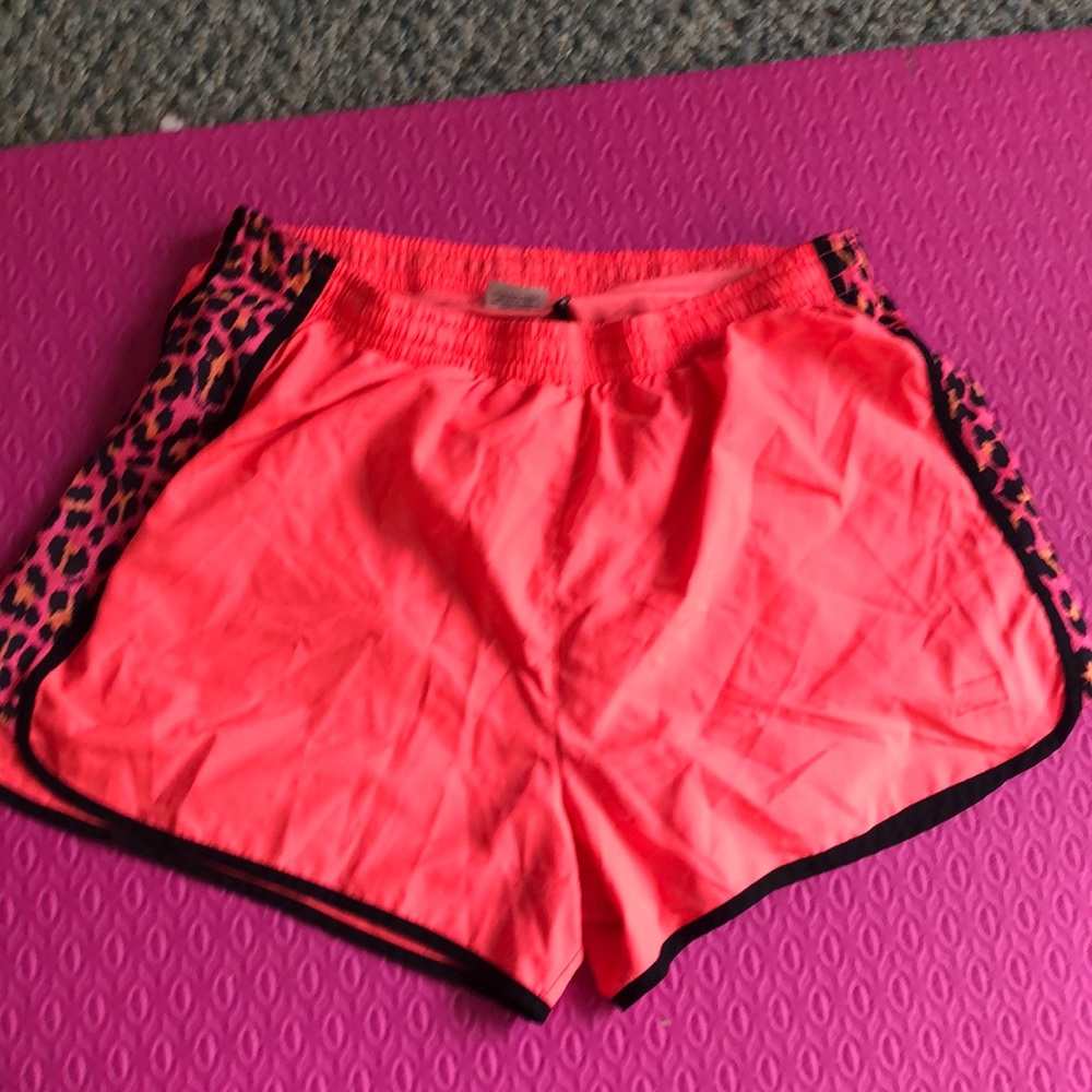 Victoria Secret Neon Pink Sport Shorts Cheetah Med